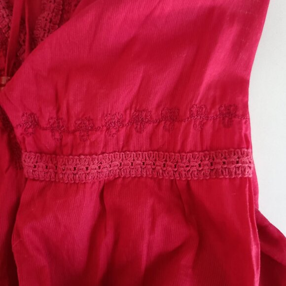 vintage Y2K embroidered red long sleeve peasant blouse top - Picture 5 of 7